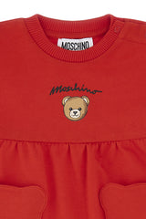 Moschino abito neonata in cotone rosso - vista alternativa 3