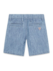 Guess Kids Bermuda chambray misto lino bambina denim indigo – vista 2