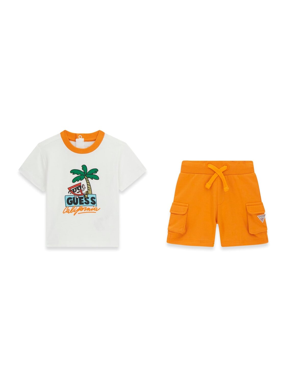 Guess Kids Set t-shirt shorts spugna bambino baby bianco