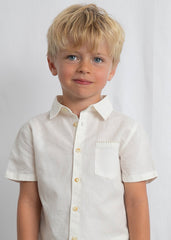 Mayoral Set bermuda lino elegante bambino avena riga – vista 3