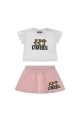 Moschino completo due pezzi neonata in cotone bianco