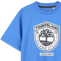 Timberland T-shirt bambino a manica corta blu - vista alternativa 3