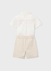 Mayoral Set bermuda lino elegante bambino avena riga – vista 5