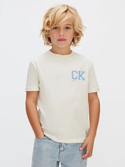 Calvin Klein Kids T-shirt ragazzo in cotone beige modello LVCKSJA09BT