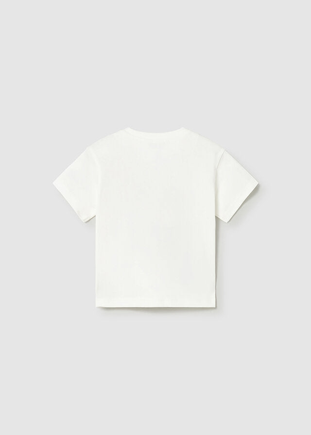 Mayoral T-shirt a manica corta macchinine bambino baby panna – vista 2