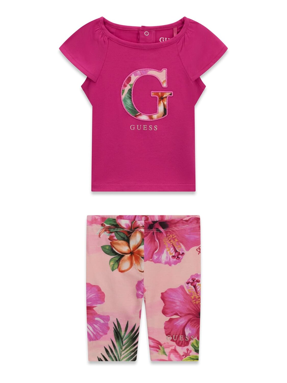 Guess Kids Set t-shirt leggings capri bambina baby viola dragonfruit
