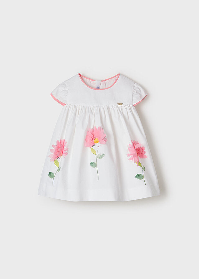 Mayoral Vestito raso fiori 3D bambina baby rosa
