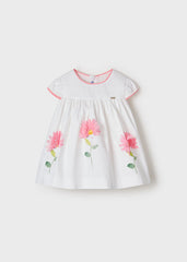 Mayoral Vestito raso fiori 3D bambina baby rosa