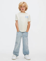 Calvin Klein Kids T-shirt ragazzo in cotone beige modello LVCKSJA09BT - vista alternativa 3
