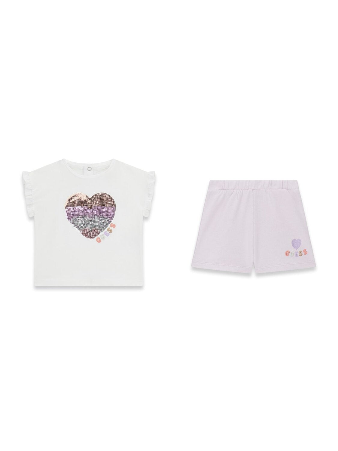 Guess Kids Set t-shirt a manica corta e shorts sportivi bambino baby bianco A6GG11