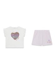 Guess Kids Set t-shirt a manica corta e shorts sportivi bambino baby bianco A6GG11