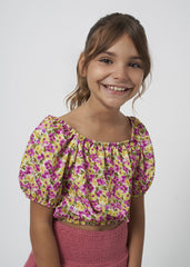 Mayoral Blusa fiori ragazza pistacchio