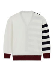 Guess Kids Cardigan oversize a manica lunga ragazzo blu bianco stripe co – vista 2