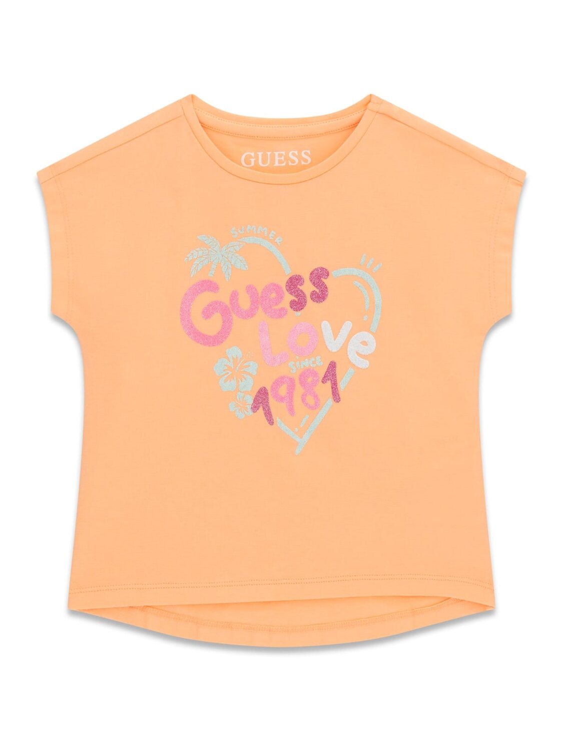 Guess Kids T-shirt orlo asimmetrico a manica corta bambina K6GI03 tranquila arancio