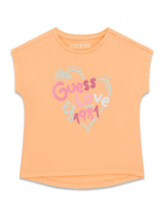 Guess Kids T-shirt orlo asimmetrico a manica corta bambina K6GI03 tranquila arancio