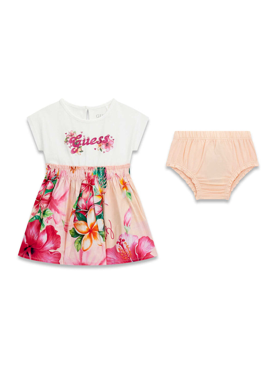Guess Kids Set abito jersey con mutandina bambino baby hibiscus oasis