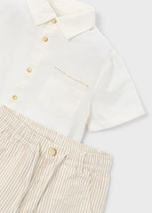 Mayoral Set bermuda lino elegante bambino avena riga – vista 6