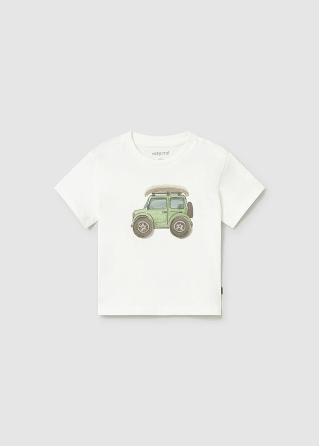 Mayoral T-shirt a manica corta applicazione bambino baby panna-macc