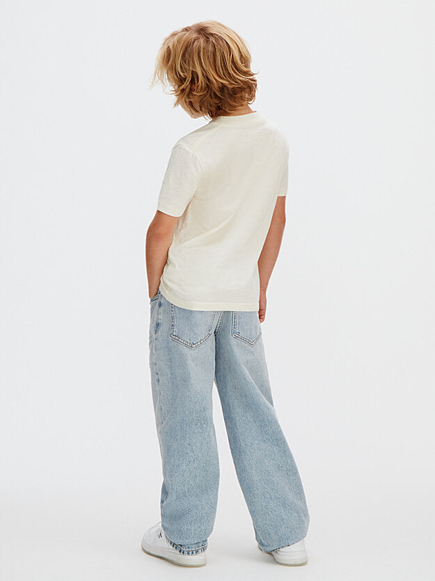 Calvin Klein Kids T-shirt ragazzo in cotone beige modello LVCKSJA09BT - vista alternativa 2
