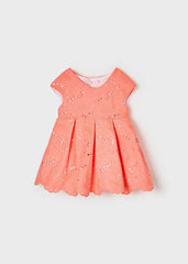 Mayoral Vestito ricamato traforato bambina baby corallo