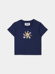 Moschino camicia baby unisex in cotone blu