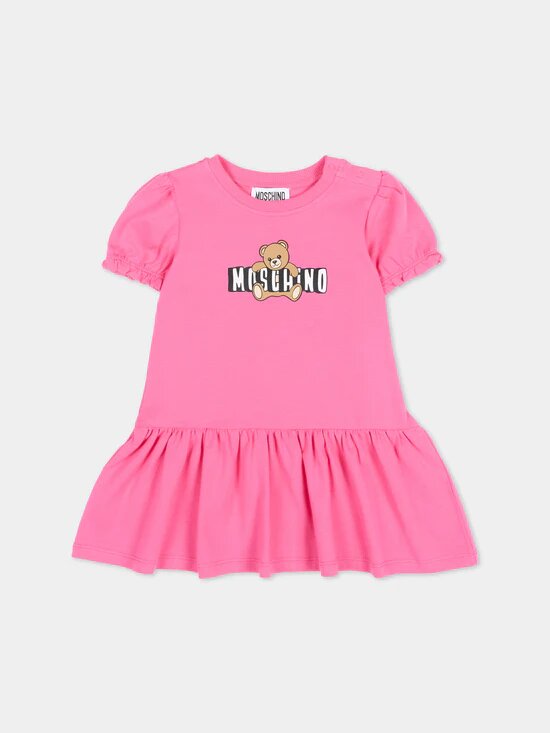 Moschino abito neonata in cotone rosa modello MAV0C7LBA00