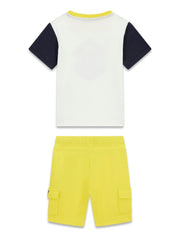 Guess Kids Set t-shirt a manica corta bermuda cargo ragazzo bianco/blu/giallo – vista 2