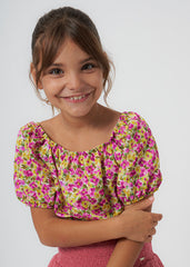 Mayoral Blusa fiori ragazza pistacchio – vista 2