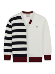 Guess Kids Cardigan oversize a manica lunga ragazzo blu bianco stripe co