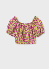 Mayoral Blusa fiori ragazza pistacchio – vista 4