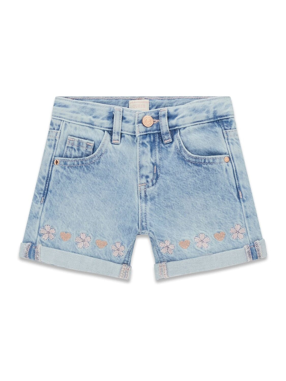 Guess Kids Shorts denim rigido ricamo bambina mid all embroidery w