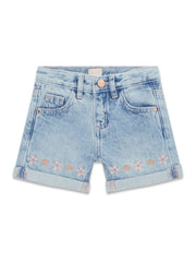 Guess Kids Shorts denim rigido ricamo bambina mid all embroidery w