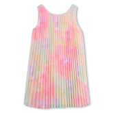 Abito plissettato senza maniche Scugnizzi 0-16 con stampa tie-dye vivace nei toni del rosa, giallo e azzurro