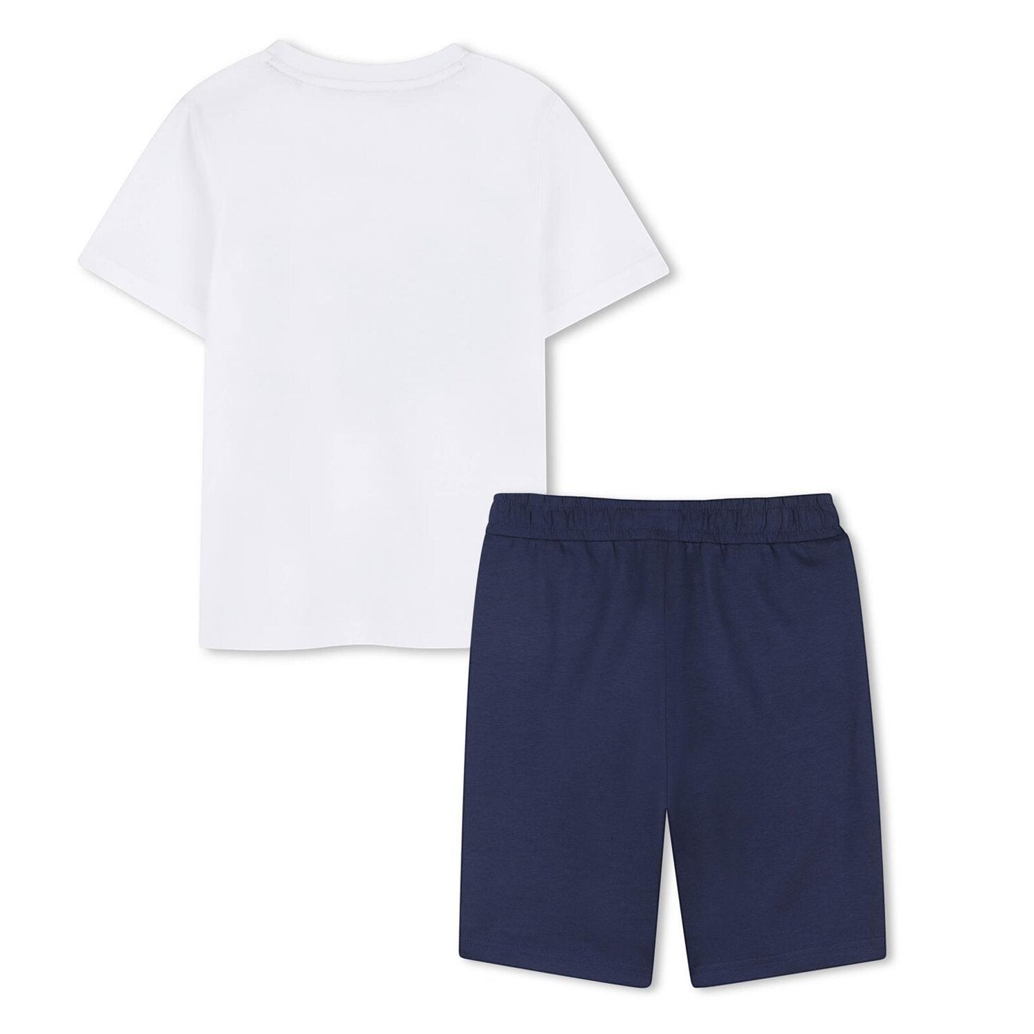 Completo Scugnizzi 0-16 Timberland con t-shirt bianca e pantaloncini blu navy in cotone per bambino