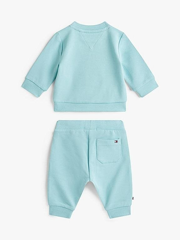 Completo tuta Scugnizzi 0-16 Tommy Hilfiger per neonato in cotone azzurro pastello con felpa e pantaloni coordinati