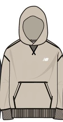 Felpa con cappuccio Scugnizzi 0-16 New Balance beige per bambini con tasca a marsupio e dettagli a contrasto