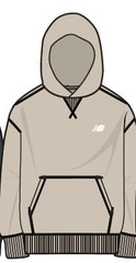 Felpa con cappuccio Scugnizzi 0-16 New Balance beige per bambini con tasca a marsupio e dettagli a contrasto