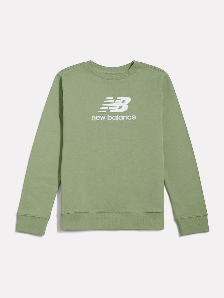 Felpa girocollo Scugnizzi 0-16 New Balance per bambini in cotone verde salvia con logo bianco stampato sul petto