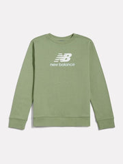 Felpa girocollo Scugnizzi 0-16 New Balance per bambini in cotone verde salvia con logo bianco stampato sul petto