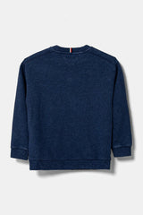 Felpa girocollo blu navy Scugnizzi 0-16 in cotone con dettaglio tricolore sul retro del colletto per bambino