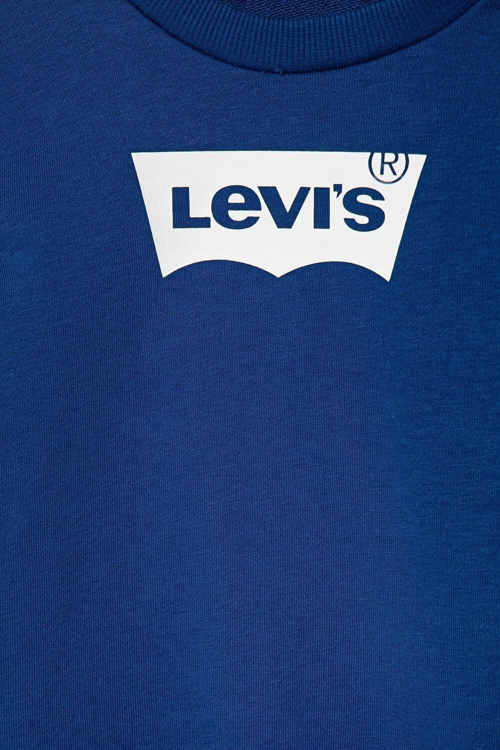 Felpa girocollo blu Scugnizzi 0-16 con logo Levi's bianco stampato sul petto, in morbido cotone per bambini.