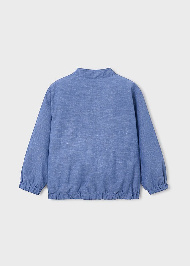 Giacca bomber reversibile blu Scugnizzi 0-16 con polsini elasticizzati, vista posteriore per bambini