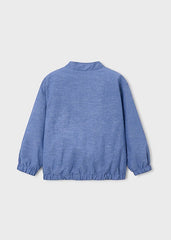 Giacca bomber reversibile blu Scugnizzi 0-16 con polsini elasticizzati, vista posteriore per bambini