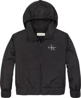 Giacca con cappuccio nera Scugnizzi 0-16 Calvin Klein Jeans in tessuto tecnico con logo sul petto e zip frontale 043136.0692-2.jpg