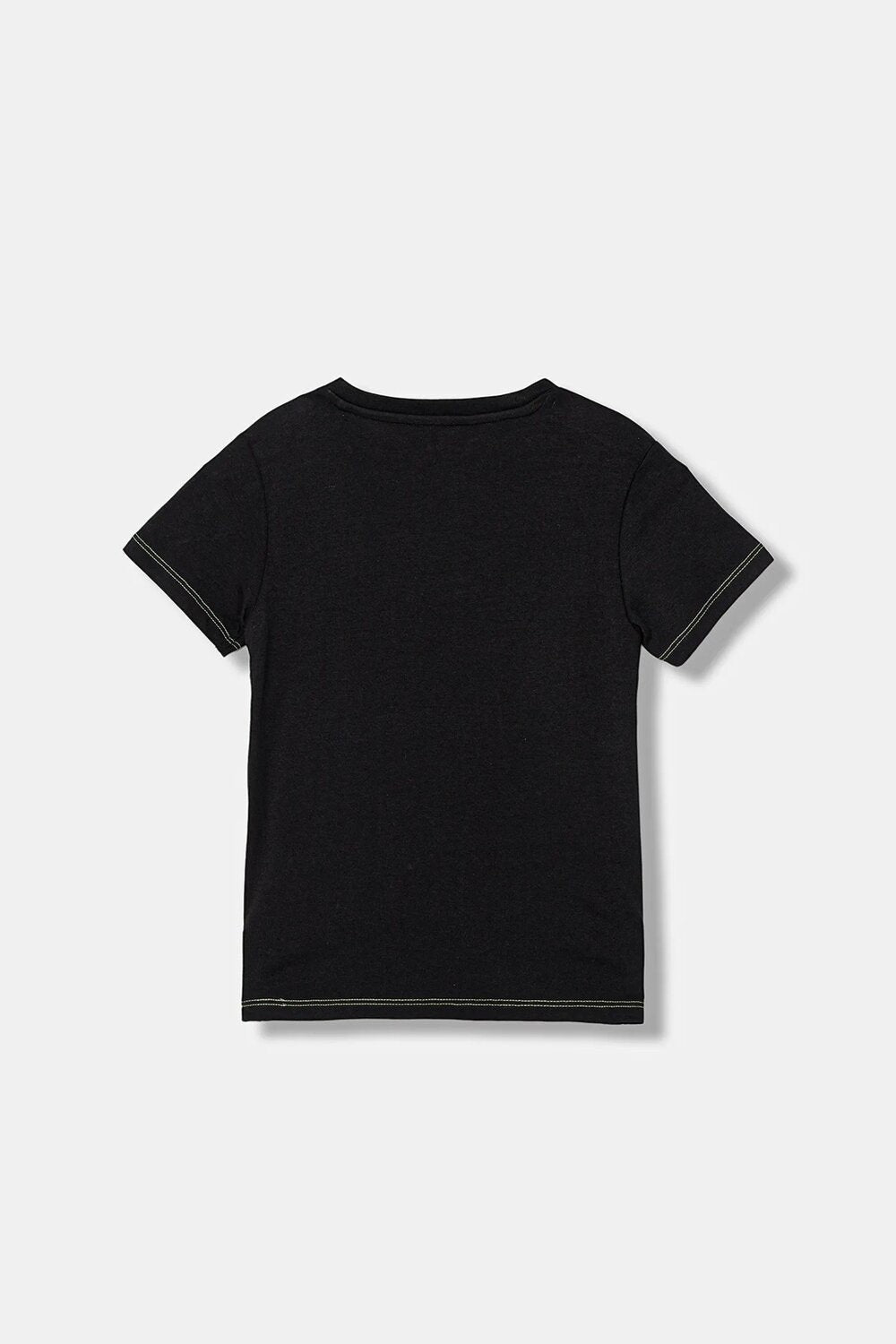T-shirt nera a maniche corte Scugnizzi 0-16 GUESS in cotone con cuciture a contrasto vista posteriore