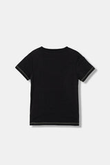 T-shirt nera a maniche corte Scugnizzi 0-16 GUESS in cotone con cuciture a contrasto vista posteriore