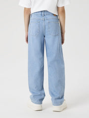 Pantaloni in denim a gamba larga Scugnizzi 0-16 per bambina, lavaggio chiaro, vista posteriore con tasche