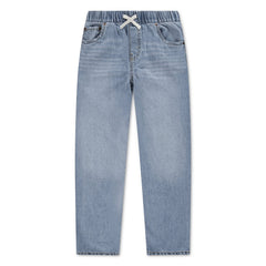 Jeans Scugnizzi 0-16 per ragazzo in denim chiaro con vita elasticizzata, coulisse regolabile e taglio comodo rilassato.