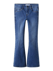 Jeans a zampa Scugnizzi 0-16 per bambina in denim blu medio con design a cinque tasche e chiusura classica