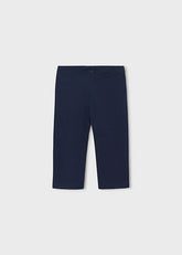 Leggings corti blu navy Scugnizzi 0-16 in tessuto elasticizzato con ricamo a corona sul fianco per bambina